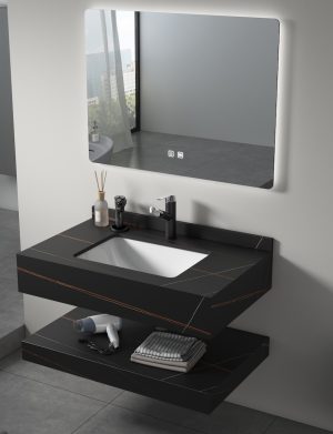 Mueble De Bano Rock Stone  Sahara Noir  80 Cm Undermount