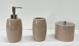 Accesorios De Bano De 3 Pzas Marmol Crema Marfil