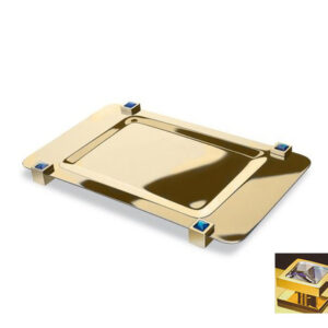 BANDEJA MOON LIGHT SQUARE ORO CRISTAL BLANCO