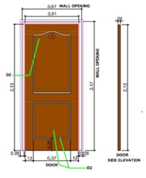PUERTA MADERA SOLIDA COLOR NOGAL 2.13X0.61X15CM
