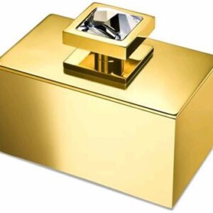 PORTABASTONCILLOS MOON LIGHT SQUARE METAL ORO Y CRISTAL BLANCO