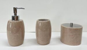 ACCESORIOS DE BANO DE 3 PZAS MARMOL CREMA MARFIL
