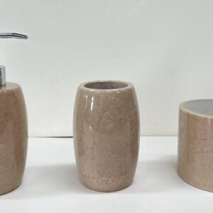 ACCESORIOS DE BANO DE 3 PZAS MARMOL CREMA MARFIL