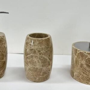 ACCESORIOS DE BANO DE 3 PZAS MARMOL MARRON EMPERADOR LIGHT
