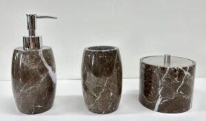 ACCESORIOS DE BANO DE 3 PZAS MARMOL MARRON IMPERIALE