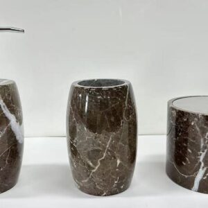 ACCESORIOS DE BANO DE 3 PZAS MARMOL MARRON IMPERIALE