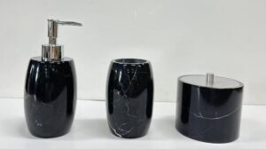 ACCESORIOS DE BANO DE 3 PZAS MARMOL NERO ABSOLUTE