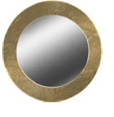 ROUND WOOD MIRROR GOLD LEAF