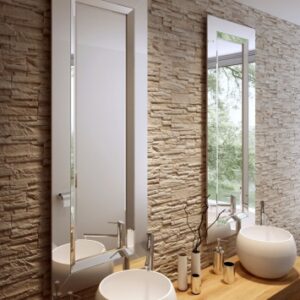 ESPEJO DE CRISTAL CON MARCO DE PLATA BISELADO 60X160