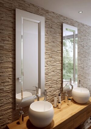 ESPEJO DE CRISTAL CON MARCO DE PLATA BISELADO 60X160