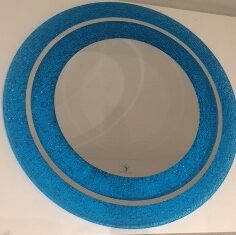 ESPEJO REDONDO CON BORDE AZUL 65X65