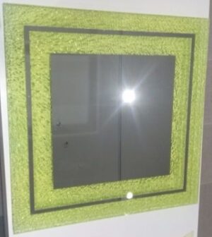 ESPEJO CUADRADO CON BORDE AMARILLO 65X65