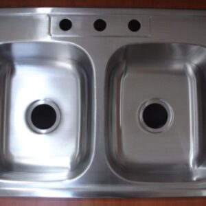 FREGADOR DOBLE DE 1 HUECO BRUSH SATIN 33X19X6" 0.6MM