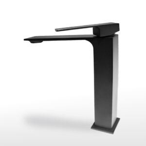 SINGLE LEVER HIGHER BASIN MIXER, WANHAI CARTRIDGE 40CM*9/16 301S/S FLEXIBLE HOSE BLACK CW