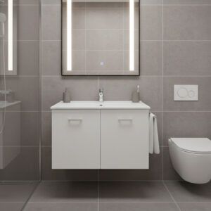 COMPLETE FURNITURE CM80X45X52 W/2 DOORS + TECNOPLAN TOP -017 LATTE MATT LACQUERED