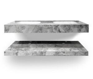 MUEBLE DE ROCK STONE SUPER GREY PULIDO 140CM UNDER C/SINTERSTONE