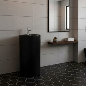 LAVAMANOS PEDESTAL NEGRO REDONDO