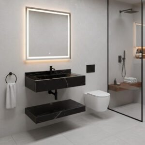 MUEBLE ROCK STONE NEGRO MARQUINA GLOSSY 80CM