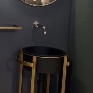 TONDO PLUS WASHSTAND OLD BRASS UNIT BLACK MAT BASIN (BLACK WASTE)