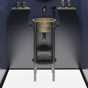 TONDO PLUS WASHSTAND BLACK UNIT GOLD LEAF BASIN (GOLD WASTE)