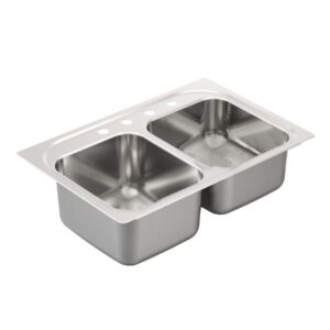 FREGADOR 20GAUGE STAINLESS DOUBLE EQUAL DROPIN 4H