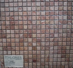MOSAIC TRAVERTINE RED 1.5X1.5