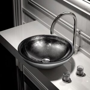 LAVAMANOS DE VIDRIO OCEAN 34 CRYSTAL WASHBASIN BLACK/SILVER