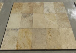 FRENCH PATTERN HONED UNFILLED CLASSIC MIX TRAVERTINE 20.3X40.6X1.2CM