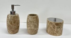 ACCESORIOS DE BANO DE 3 PZAS MARMOL MARRON EMPERADOR LIGHT