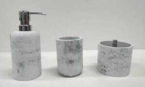 ACCESORIOS DE BANO DE 3 PZAS CARRARA BIANCO