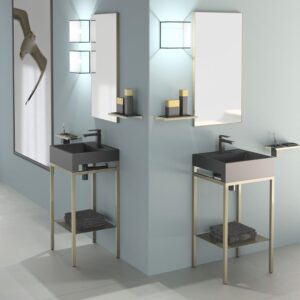 ELLE PLUS WASHSTAND OLD BRASS UNIT BLACK MAT BASIN +BLACK WASTE