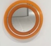 ESPEJO REDONDO CON BORDE NARANJA 65X65
