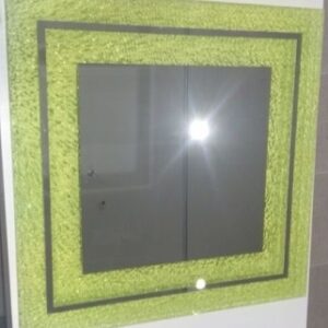 ESPEJO CUADRADO CON BORDE AMARILLO 65X65
