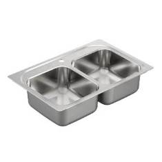 FREGADOR DOBLE CON UN HUECO ACERO INOXIDABLE