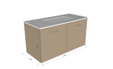 COMPLETE FURNITURE CM100X45X52 W/2 DOORS + TECNOPLAN TOP-064 GRIGIO PIETRA MATT LACQUERED