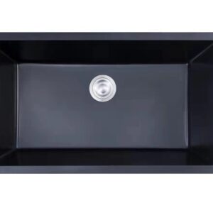 FREGADOR DE SENCILLO NEGRO C/DESAGUE 780X455X240MM